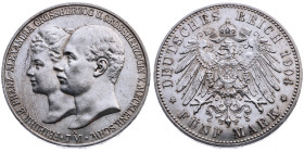 Mecklenburg-Schwerin 
Großherzogtum. Friedrich Franz IV., 1897-1918
5 Mark
1904
A Berlin

Hochzeit des Großherzogs Friedrich Franz II.
Vs: Gest...