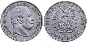 Preussen 
Königreich. Wilhelm I., 1861-1888
2 Mark
1876
A Berlin

Vs: Kopf des Kaisers Wilhelm I. nach rechts, unten Münzstättenbuchstabe, Umsch...