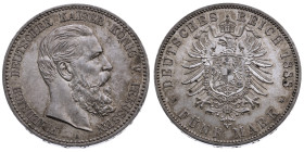 Preussen 
Königreich. Friedrich III., ca. 1888
5 Mark
1888
A Berlin

Vs: Kopf des Kaisers Friedrich III. nach rechts, unten Münzstättenbuchstabe...