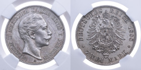 Preussen 
Königreich. Wilhelm II., 1888-1918
2 Mark
1888
A Berlin

Vs: Kopf des Kaisers Wilhelm II. nach rechts, unten Münzstättenbuchstabe, Ums...