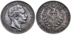 Preussen 
Königreich. Wilhelm II., 1888-1918
2 Mark
1888
A Berlin

Vs: Kopf des Kaisers Wilhelm II. nach rechts, unten Münzstättenbuchstabe, Ums...