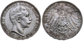 Preussen 
Königreich. Wilhelm II., 1888-1918
3 Mark
1908
A Berlin

Vs: Kopf des Kaisers Wilhelm II. nach rechts, unten Münzstättenbuchstabe, Ums...