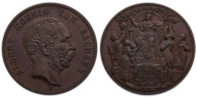Sachsen 
Königreich. Albert, 1873-1902
Denkmünze
1889
Muldenhütte Mzz. E

800 Jahre Wettinische Dynastie
Vs: Kopf des Königs Albert nach rechts...