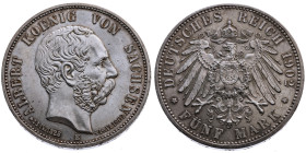 Sachsen 
Königreich. Albert, 1873-1902
5 Mark
1902
Muldenhütte Mzz. E

Tod des Königs Albert
Vs: Kopf des Königs Albert nach rechts, unten Münz...