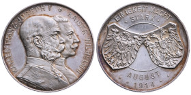 Krieg und Frieden 
Erster Weltkrieg, 1914-1918
Silber-Medaille
1914

auf das deutsch-österreichische Bündnis
Vs: Brustbilder der beiden Kaiser n...