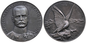 Krieg und Frieden 
Erster Weltkrieg, 1914-1918
Silber-Medaille
1915

Vs: Brustbild des Generalstabschefs Erich von Falkenhayn (1861-1922) von vor...
