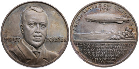 Luft- und Raumfahrt 
Luftschifffahrt
Silber-Medaille
1924

auf die Amerikafahrt des Luftschiffes 'LZ 126' (Z.R. III)
Vs: Brustbild des Dr. Hugo ...