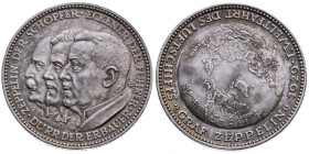 Luft- und Raumfahrt 
Luftschifffahrt
Silber-Medaille
1929

auf die Weltfahrt des Luftschiffes 'LZ 127 Graf Zeppelin'
Vs: Brustbilder von Zeppeli...