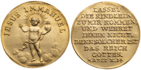 Religion 
Gold-Medaille
o. J. (18. Jh.)

(Dukatengewicht)
Vs: Christuskind mit Reichsapfel stehend auf Wolken n.l., Umschrift.
Rs: Neun Zeilen S...