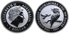 Australien 
Königreich (Commonwealth). Elizabeth II., 1952-2022
1 Dollar
2004
Perth

Kookaburra
Vs: Kopf mit Tiara n. r., Umschrift
Rs: Ein Ko...