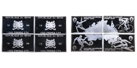 Benin 
Republik, seit 1990
4x 1000 Francs
1999

XXVII. Olympische Sommerspiele 2000 in Sydney
Vs: Staatswappen, Schrift
Rs: Sportler (Turner am...