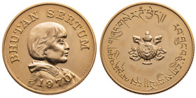 Bhutan 
Königreich. Jigme Dorij Wangchuk, 1952-1972
Sertrum
1970

Vs: Brustbild von Yangki Lamo (tibetische Mätresse von J.D Wangchuk ab 1961), U...