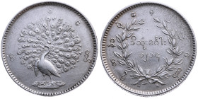Birma 
Königreich. Mindon Min, 1852-1878
Kyat
CS1214 (1852)

Pfau
Vs: Pfau
Rs: Wert in Kranz

Material: Silber 917

Größe: 30.0mm
Gewicht:...