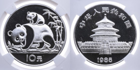 China 
Volksrepublik, seit 1949
10 Yuan
1985

Vs: Panda mit Jungem
Rs: Tempel des himmlischen Friedens

Auflage: 1000

Literatur: Sch. 97; K...