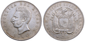 Ecuador 
Republik, seit 1822
5 Sucres
1944
Mexiko

Vs: Kopf n. l., Umschrift
Rs: Wappen, Umschrift

Auflage: 1000000
Material: Silber 720
...