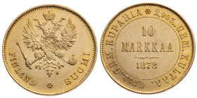 Finnland 
Großfürstentum. Alexander II. von Russland, 1855-1881
10 Markkaa
1878
Helsinki

Vs: Doppelköpfiger Adler, Schrift
Rs: Wertangabe und ...