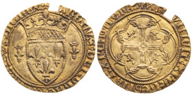 Frankreich 
Königreich. Charles VII., 1422-1461
Ecu d'or
o. J. (1441-1455)
Romans

Vs: Gekröntes Wappen zwischen zwei gekrönten Lilien, Umschrif...