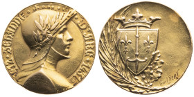 Frankreich 
Königreich. Charles VII., 1422-1461
Gold-Medaille
o. J. (1931)

Vs: Brustbild der Jeanne d'Arc (1412-1431) im Harnisch n. r. mit Helm...