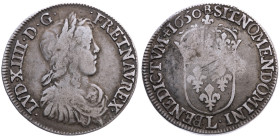 Frankreich 
Königreich. Louis XIV., 1643-1715
1/2 Ecu
1650
L Bayonne

Vs: Drapierte Panzerbüste mit Lorbeerkranz n. r., Umschrift
Rs: Gekröntes...