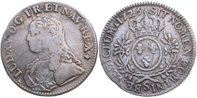 Frankreich 
Königreich. Louis XV., 1715-1774
Ecu
1726
S Reims

Vs: Brustbild n. l., Umschrift
Rs: Gekröntes Lilienwappen in Olivenkranz, Umschr...