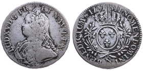 Frankreich 
Königreich. Louis XV., 1715-1774
Ecu
1727
Montpellier

Vs: Brustbild n. l., Umschrift
Rs: Gekröntes Lilienwappen in Olivenkranz, Um...