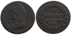 Frankreich 
I. Republik. Herrschaft des Direktoriums, 1795-1799
Decime
l'An 7 (1798)
Strasbourg

Vs: Marianne n. l., Umschrift
Rs: Wertangabe u...