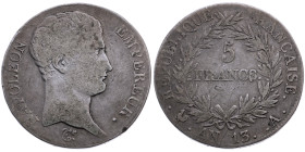 Frankreich 
I. Kaiserreich. Napoleon I., 1804-1814, 1815
5 Francs
1804/05
Paris

Vs: Kopf n. r., Umschrift
Rs: Wertangabe in Kranz, Umschrift
...