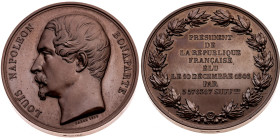 Frankreich 
II. Republik, 1848-1852
Bronze-Medaille
1850

auf die Wahl von Louis Napoléon Bonaparte zum Präsidenten der Republik 1848
Vs: Kopf n...