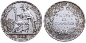 Französisch Indochina 
Französische Herrschaft, 1887-1954
Piaster
1900

Vs: Sitzende Allegorie der Republik mit Fasces und Ruder
Rs: Wert in Kra...