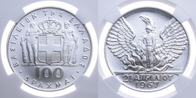 Griechenland 
Königreich. Konstantinos II., 1964-1973
100 Drachmen
1967

Nationalrevolution
Vs: Gekröntes Wappen
Rs: Soldat vor aufsteigendem P...