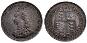Großbritannien 
Königreich. Victoria, 1837-1901
Shilling
1887

Vs: Brustbild n. l., Umschrift
Rs: Bekröntes Wappen, Umschrift

Material: Silbe...