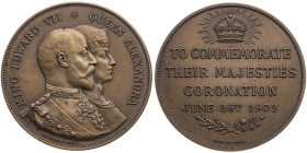 Großbritannien 
Königreich. Edward VII., 1901-1910
Bronze-Medaille
1902

auf die Krönung Edwards und seiner Gemahlin Alexandra
Vs: Brustbilder d...