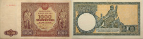 Polen 
1000 Zlotych
1946

Vs: Serienschein, Nominal
Rs: Fabrikgelände

Erhaltung: Sehr schön