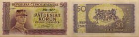 Tschechoslowakei 
50 Korun
1945

Vs: Milan R. Stefanik
Rs: Wappen

Literatur: WPM 62
Erhaltung: Vorzüglich