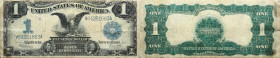 USA 
Silver Certificate
1 Dollar
2021-06-30
1899

Vs: Serie 1899, Weißkopfseeadler mit Flagge,unten Porträit von Abraham Lincoln und S. Grant, B...