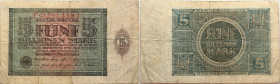Weimarer Republik, Inflation 
5 Billionen
1924-03-15
1924

Vs: Reichsbank Serie C, Nominal im grünen Rahmen
Rs: Nominal im Kreis
Wasserzeichen:...