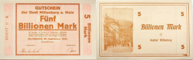 Inflation 
5 Billionen
1923

Vs: Gutschein der Stadt Miltenberg am Main
Rs: 5 Billionen Mark, Stadtrat Miltenberg, links Straßenansicht

Erhalt...