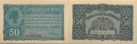 Besatzungsausgaben, Rumänien 
50 Bani
2021-06-30
o.D. (1917-1920)

Vs: Frauenkopf im Medaillon, Text
Rs: Nominal, Rahmen

Literatur: Grabowski...