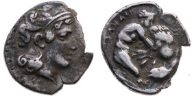 Italien 
Lukanien. Herakleia
Diobol
um 432-330

Vs: Kopf der Athena mit Helm n. r.
Rs: Herakles mit Löwen n. r. kämpfend

Material: Silber 
...