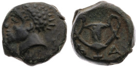 Illyrien 
Inseln. Pharos
AE 20.0
spätes 3.-frühes 2. Jh. v.Chr.

Vs: Kopf des Apollo n. l
Rs: Kantharos, Φ - A

Material: Kupfer 

Größe: 20...