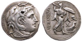 Ägypten 
Ptolemäisches Königreich
Ptolemaios I. Soter, 305-283 v.Chr.
Tetradrachme
um 306-300 v.Chr.
Alexandria

Vs: Kopf des Alexander mit Ele...