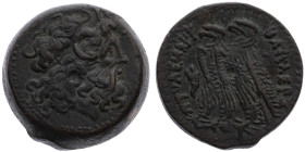 Ägypten 
Ptolemäisches Königreich
Ptolemaios VI. Philometor, 180-145 v.Chr.
AE 29.0

Alexandria

Vs: Kopf des Zeus Ammon n.r.
Rs: Zwei Adler a...