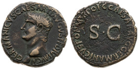 Kaiserreich 
Germanicus, gest. 19
As
37-38
Rom

(posthume Prägung unter Caligula).
Vs: Kopf n. l., Umschrift GERMANICVS CAESAR TI AVGVST F DIVI...