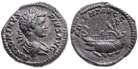Römer 
Kaiserreich
Caracalla, 198-217
Denar
201-206
Rom

Vs: Drapiertes Brustbild mit Lorbeerkranz n. r., Umschrift ANTONINVS PIVS AVG
Rs: Gal...