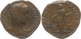 Römer 
Kaiserreich
Severus Alexander, 222-235
Sesterz
231
Rom

Vs: Brustbild mit Lorbeerkranz n. r., Umschrift IMP ALEXANDER PIVS AVG
Rs: Anno...
