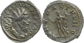 Römer 
Kaiserreich
Postumus, 259-269
Antoninian
261
Lugdunum

Vs: Drapiertes Brustbild mit Strahlenkrone n. r., Umschrift IMP C POSTVMVS P F AV...