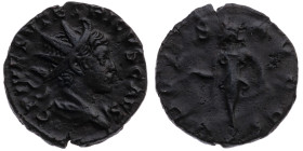 Römer 
Kaiserreich
Tetricus II., 273-274
Antoninian

Colonia

Vs: Drapiertes Brustbild mit Strahlenkrone n. r., Umschrift C PIV ESV TETRICVS CA...