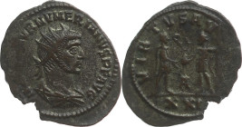 Römer 
Kaiserreich
Numerianus, 283-284
Antoninian

Antiochia Off. A

Vs: Drap. Brustbild mit Strahlenkrone n. r., Umschrift I[MP C M A]VR NVMER...