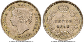 Victoria 5 Cents 1892 MS64+ NGC, London mint, KM2. The only example to receive the "plus" superlative and boasting the second highest grade at NGC. HI...
