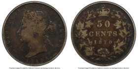 Victoria "No L.C.W." 50 Cents 1870 Fine 15 PCGS, London mint, KM6. No "L.C.W." at truncation variety. A coveted issue in the series, still very desira...